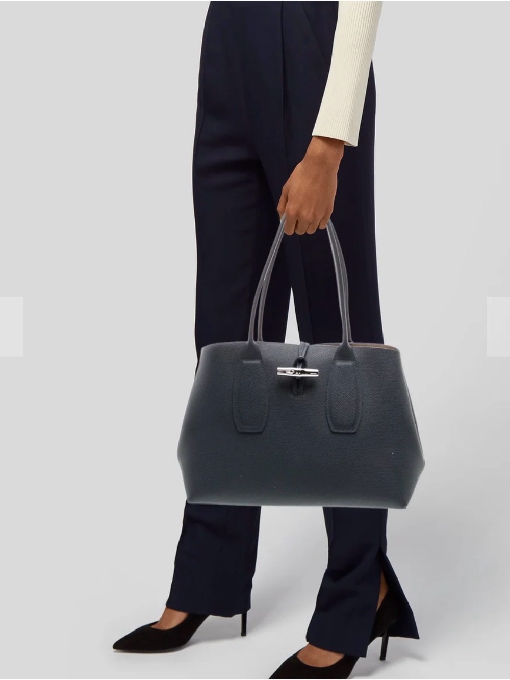 Longchamp Roseau Leather Shoulder Tote - Picture 8 of 9